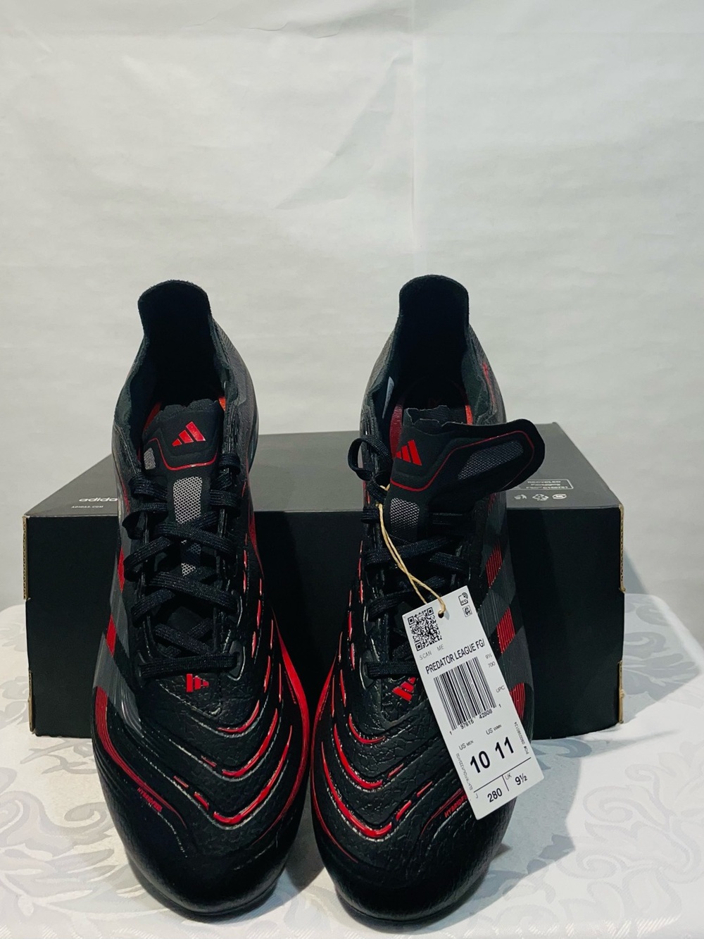 NWT Men’s 10 Adidas Predator League Firm Ground (FG), Black & Red Soccer Cleats - Picture 3 of 5